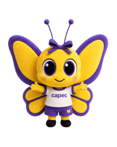Capequita, mascote da CAPEC, dando boas-vindas